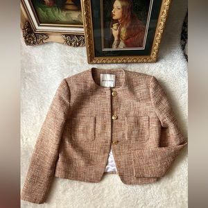 NWOT 🏆 Judith & Charles Sz 6 Boucle Knit Lined Cotton Blend Cropped Jacket